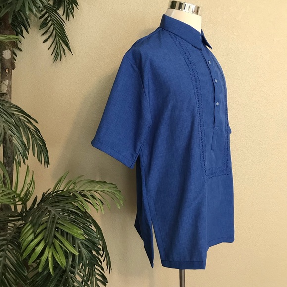 SALE❣️Royal Blue Hugo Polo Barong Tagalog with classic embroidery, multiple size - Picture 4 of 6